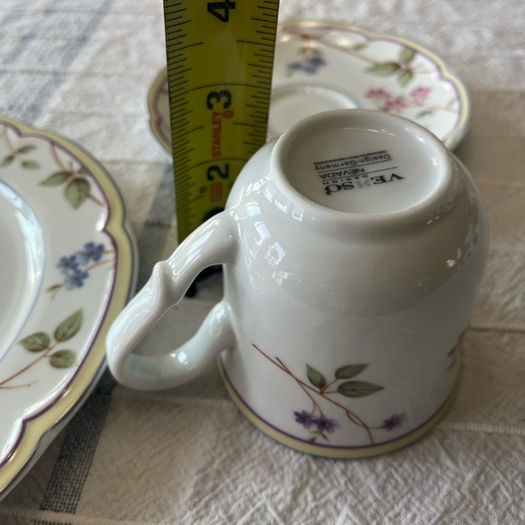 NEVADA VEŘSO Breakfast Plate, Tea cup & Saucer Set of 3 white ceramic floral - Picture 11 of 12